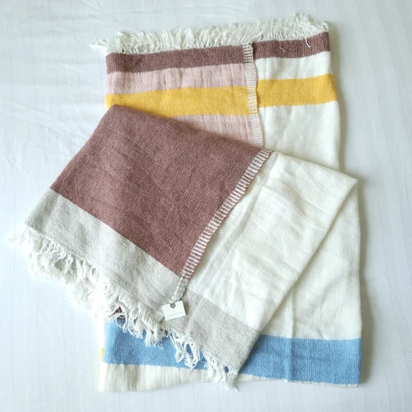 NWT Anthropologie Woven Blocked Stripe Throw Blanket - Picture 3 of 11